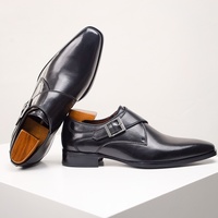 Genuine leather shoes buckle monk men's business shoes 2 colors - Thumbnail 3