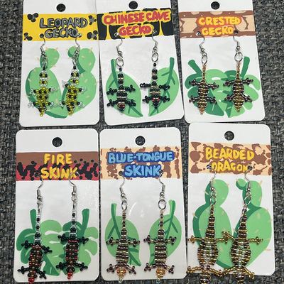 Bead lizard earrings