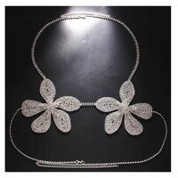 Flower Rhinestone Outer Strap Accessory Chest Chain - Thumbnail 3