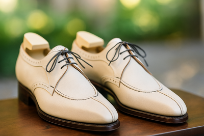 Handmade Special Edition For Wedding Festival White Lace Up Shoes White Dress Shoes For Groom