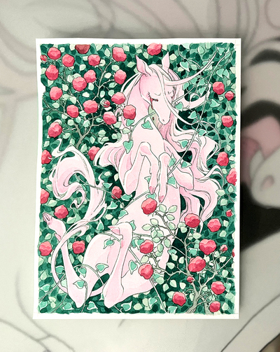 Original watercolour: 'embraced by pain'