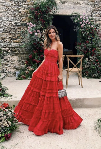 Beautiful Sweetheart Red A-line Long Prom Dresses