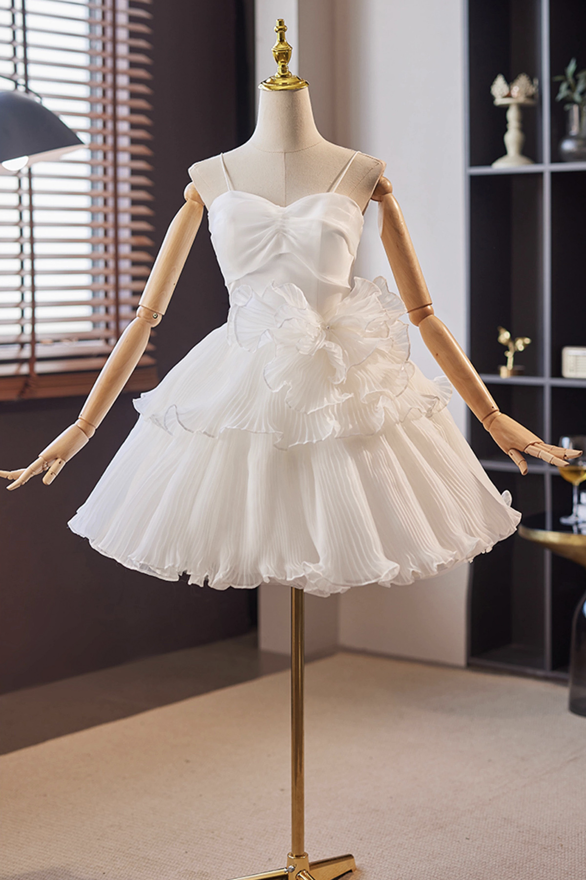 Lovely A-Line Tulle Short Prom Dress, White Homecoming Dress