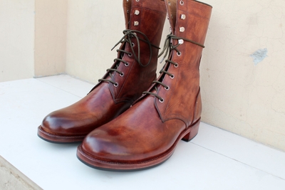 Crafted Leather Handmade Brown Leather Military Style Jodhpur Boot