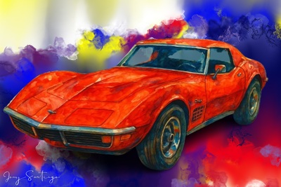 Classic 1960s Corvette Sting Ray Abstract Art Print