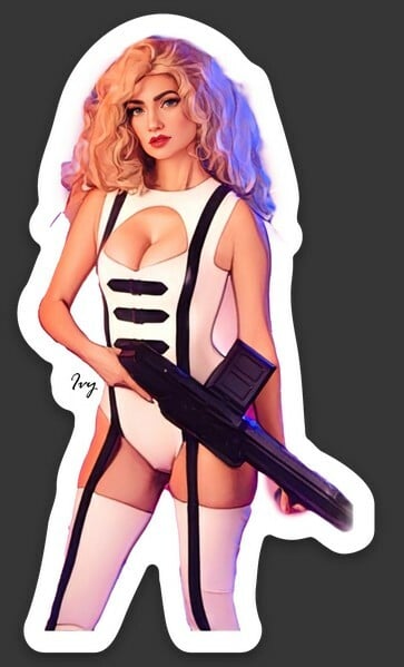 Barbarella 1.68″ × 3″ die cut sticker