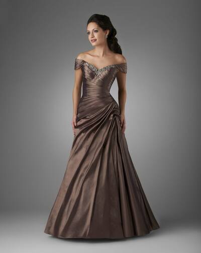 Elegant Brown Off the Shoulder Mother Of The Bride/ Groom Dresses Formal Evening Dress