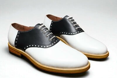 Crafted Leather Classic Men Black White Leather Dress Shoes
