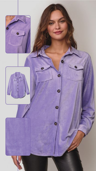Corduroy Button Front blouse - FINAL SALE
