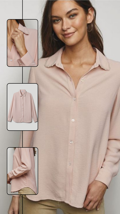 Pearl Collar Top - FINAL SALE