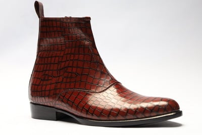 Crafted Leather Brown Crocodile Leather Alligator Side Zipper Jodhpur Boot