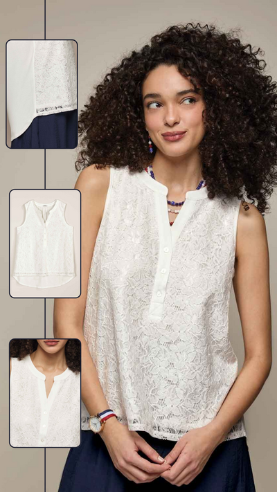 Lace-Front Sleeveless Top - FINAL SALE