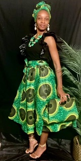 Vibrant Vines Skirt Set w/ Headwrap & Purse