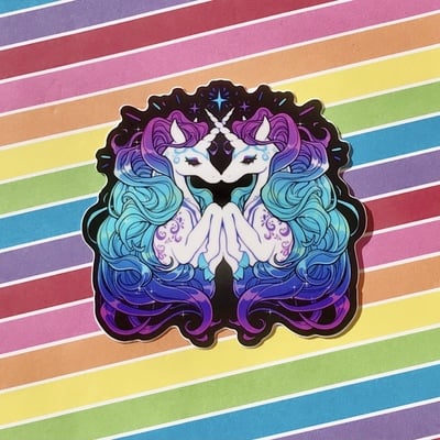 3 x 3 mirror unicorns sticker - Thumbnail 3