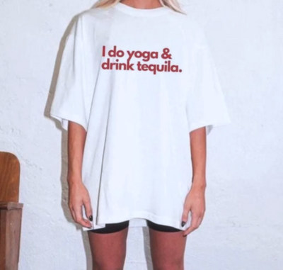 Free Shipping-I DO YOGA & DRINK TEQUILA TEE