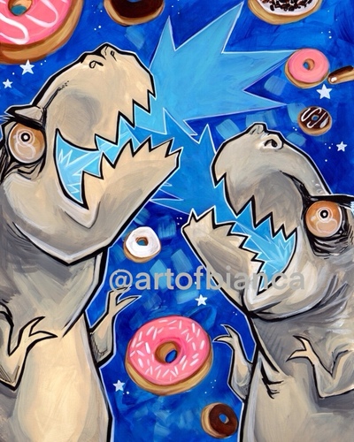 Dinos and Donuts 8x10 Print