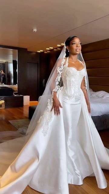 Elegant Wedding Dress, Mermaid Lace Appliques African Girls Bridal Dress Bridal Gown