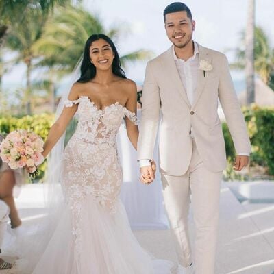 Elegant wedding dress, mermaid lace appliques african girls bridal dress bridal gown - Thumbnail 1