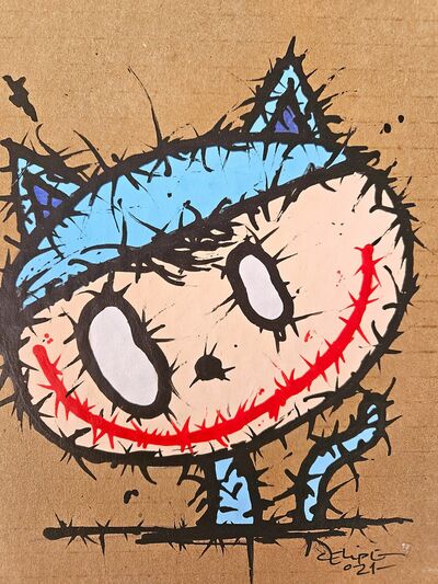 š± Painting by Celipe Perroloco"Blue Cat"