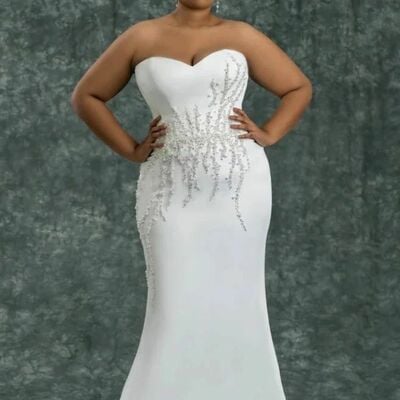 Elegant wedding dress, plus size mermaid lace african girls bridal dress bridal gown - Thumbnail 2