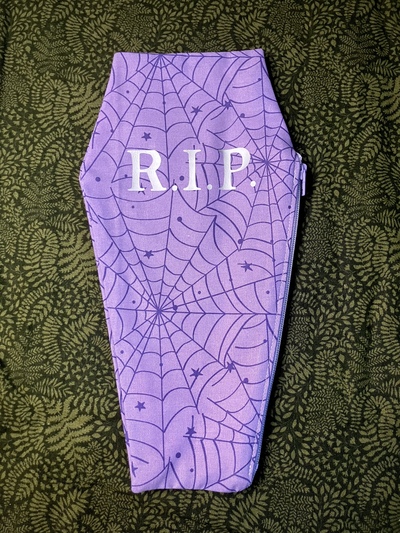 Purple Spider Web Coffin Bag