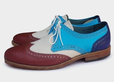 Crafted Leather Classic Multi Color Leather Wingtip Oxford Dress Shoes