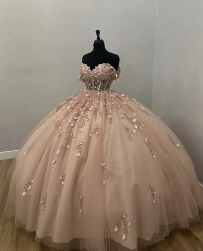 Unique Light Pink Ball Gown Sleeveless Prom Dresses