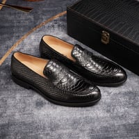 Gentleman's loafers leather shoes wedding dinner formal shoes 2 colors - Thumbnail 2