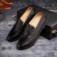 Gentleman's loafers leather shoes wedding dinner formal shoes 2 colors - Thumbnail 3