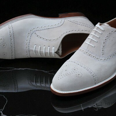 Crafted leather classic genuine suede leather oxford dress shoes - Thumbnail 3