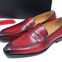 Handmade men's  top layer leather shoe businesss loafers 2 colors - Thumbnail 1