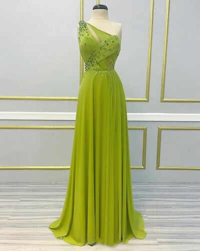 Elegant A Line Chiffon Beading Crystals Prom Dresses Evening Gowns Formal Party Gowns
