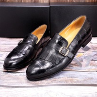Men's business leather shoes fashionable casual tassel loafers 2 colors - Thumbnail 2