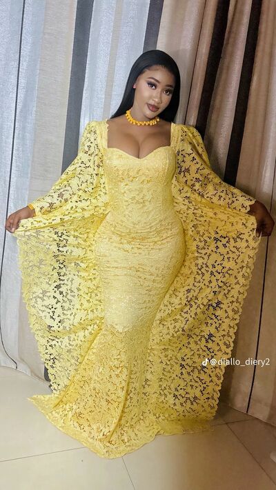 Elegant Yellow Lace Prom Dresses Evening Gowns Formal Party Gowns