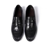 Men's genuine leather stone embossed loafers 2 colors - Thumbnail 5