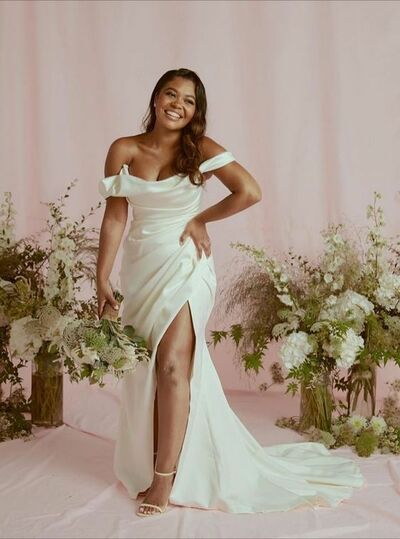 Sexy Wedding Dress, Mermaid Satin Beach Boho Bridal Dress Bridal Gown