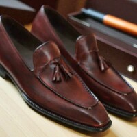 Crafted Leather Classic Brown Patina Leather Tassel Loafers Dress Shoes - Thumbnail 3