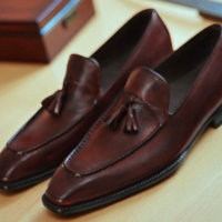 Crafted Leather Classic Brown Patina Leather Tassel Loafers Dress Shoes - Thumbnail 4