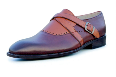 Crafted Leather Classic Brown Leather Monk Strap Dress Shoes