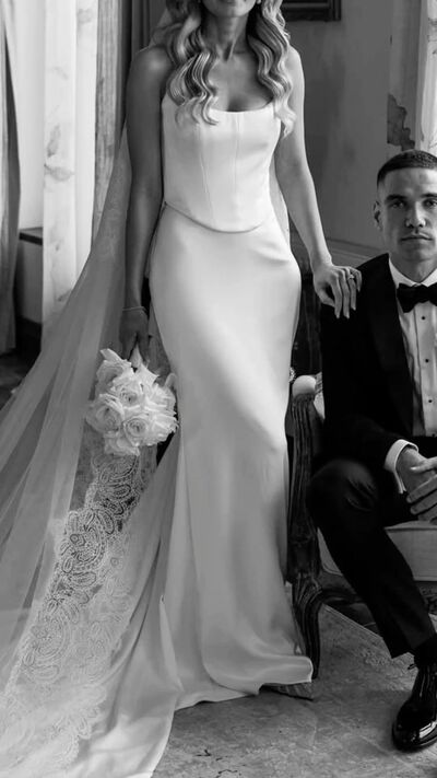 Elegant Wedding Dress, Mermaid Satin Beach Boho Bridal Dress Bridal Gown