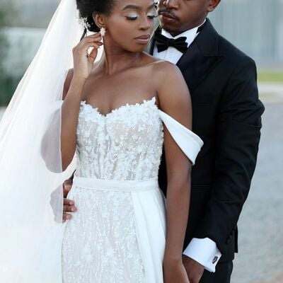 Elegant wedding dress, mermaid beading crystals african girls bridal dress bridal gown - Thumbnail 1