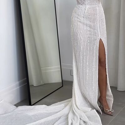 Elegant wedding dress, mermaid sequins beading bridal dress bridal gown - Thumbnail 1