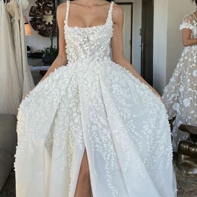 Elegant wedding dress, ball gown lace appliques bridal dress bridal gown - Thumbnail 1