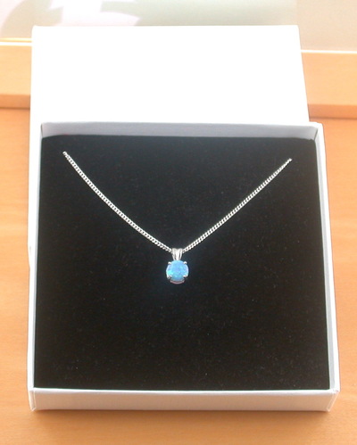BOXED GIFT/Sterling Silver Blue Opal Solitaire Pendant & chain/Silver Blue Opal Necklace UK/Opal Jewellery/Opal Jewelry/October Birthstone/Opal Gift