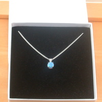 BOXED GIFT/Sterling Silver Blue Opal Solitaire Pendant & chain/Silver Blue Opal Necklace UK/Opal Jewellery/Opal Jewelry/October Birthstone/Opal Gift - Thumbnail 1