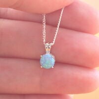 BOXED GIFT/Sterling Silver Blue Opal Solitaire Pendant & chain/Silver Blue Opal Necklace UK/Opal Jewellery/Opal Jewelry/October Birthstone/Opal Gift - Thumbnail 4