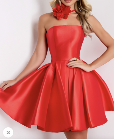 Short Red Homecoming Dresses with Flower Choker
