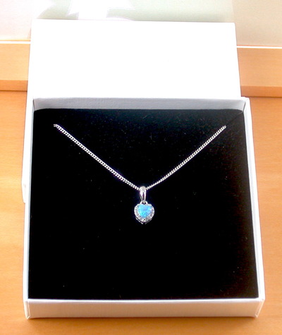 BOXED GIFT/Sterling Silver Blue Opal Heart Pendant & Chain/Blue Opal Necklace/Blue Opal Jewellery/Blue Opal Jewelry/Opal Necklace/UK