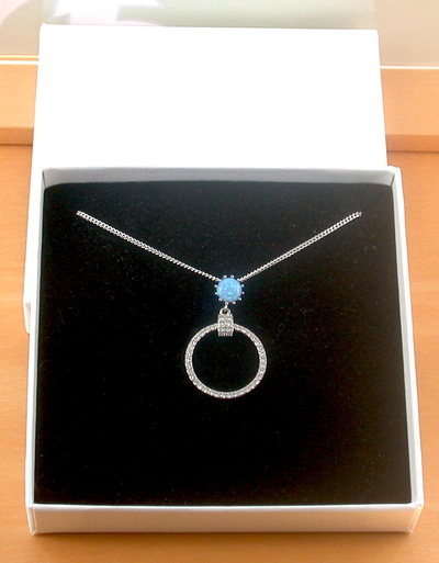 Boxed GIFT/Sterling Silver Blue Opal Pendant & Chain/Blue Opal Necklace/Blue Opal Jewellery/Blue Opal Jewelry/Opal & Cz Necklace/UK