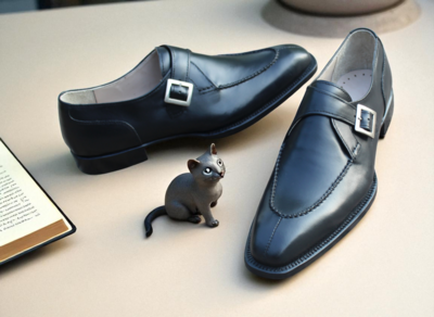 Crafted Leather Classic Black Calf Leather Split Toe Monk Strap Dress Shoes